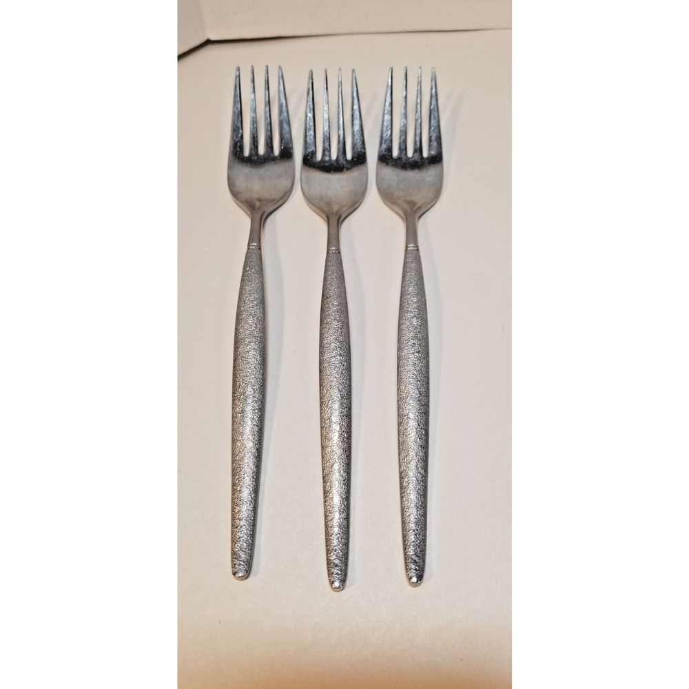 3 NASCO NATIONAL Stainless AALBORG Dinner Forks MCM Textured Japan Mod Sleek